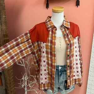 New! POL Patchwork Stars & Flannel Jacket